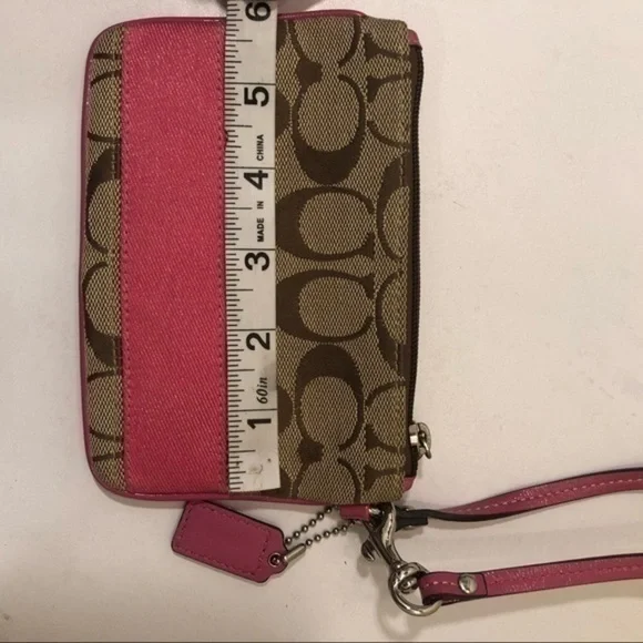 Coach brown pink striped wristlet bag - Picture 7 of 7